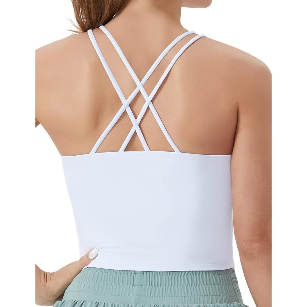 Women's Sports Bra Breathable Stretchy Longline Removable Pads Activewear